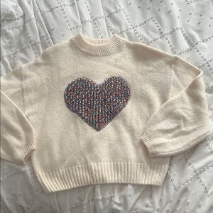 Desigual Cream Sweater with Multicolor Heart